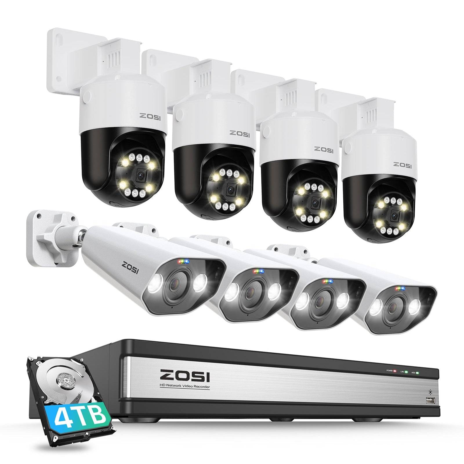 C296/C182 5MP 16CH 8-Cam PoE Security System + 4TB Hard Drive