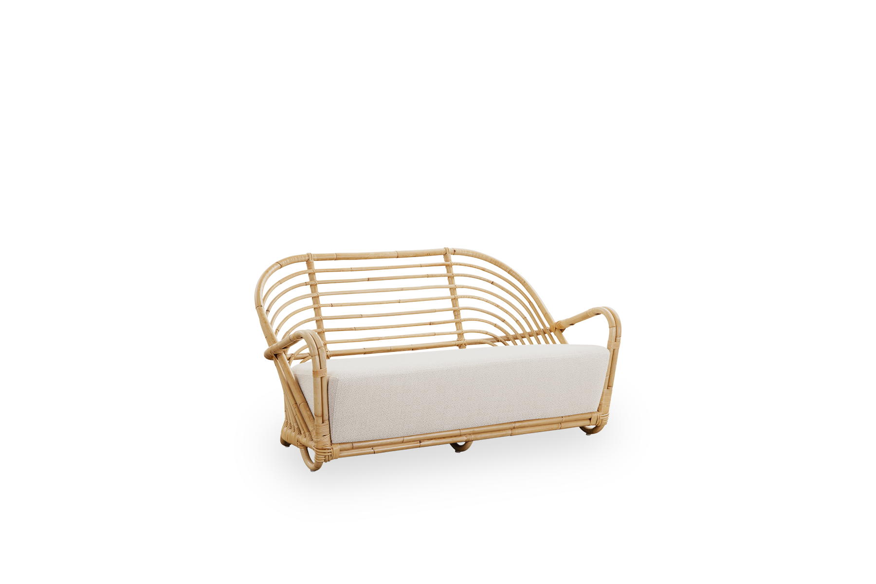Charlottenborg Sofa - Polished Natural | Rattan / A635 | Youtoo | Dark Blue / A635 | Youtoo | Dark Blue