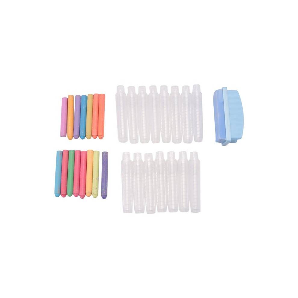 15Pcs Dustless Chalk Set with Chalkboard Eraser, Colored Chalk with Holder,Color Sidewalk Chalk for Kids, Chalk Paint