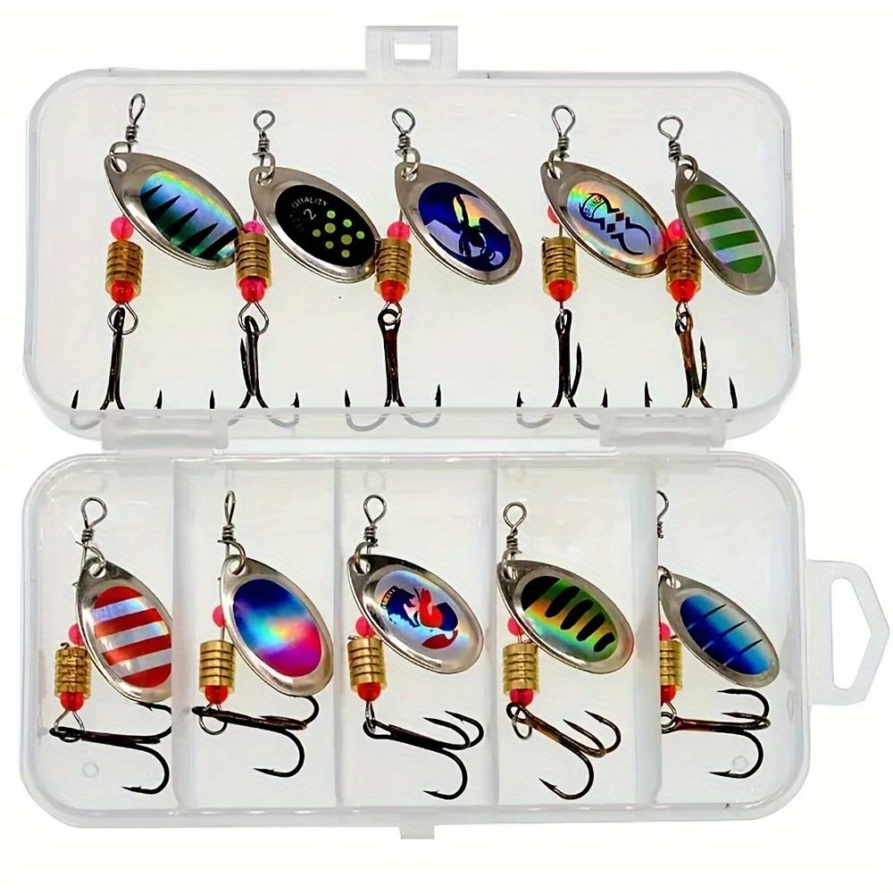10pcs Premium Metal Fishing Lure Spinnerbait Set - High-performance Bass/trout/ Attractors With Realistic Designs - Ideal For , Including A Well-organized Tackle Box