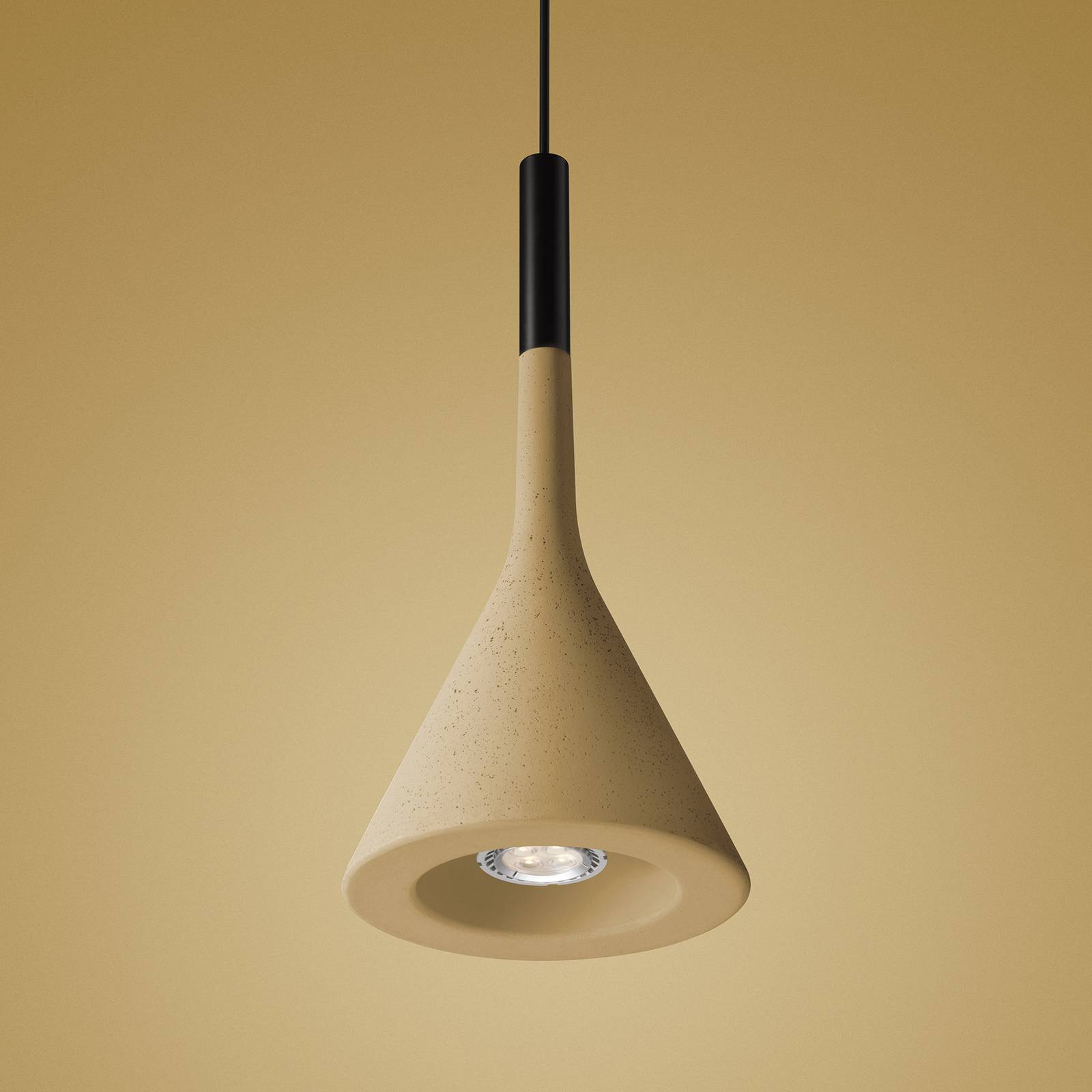 Foscarini Design pendellampa Aplomb, dimbar, Gul / orange, Kök, Betong, Design, Pendellampa