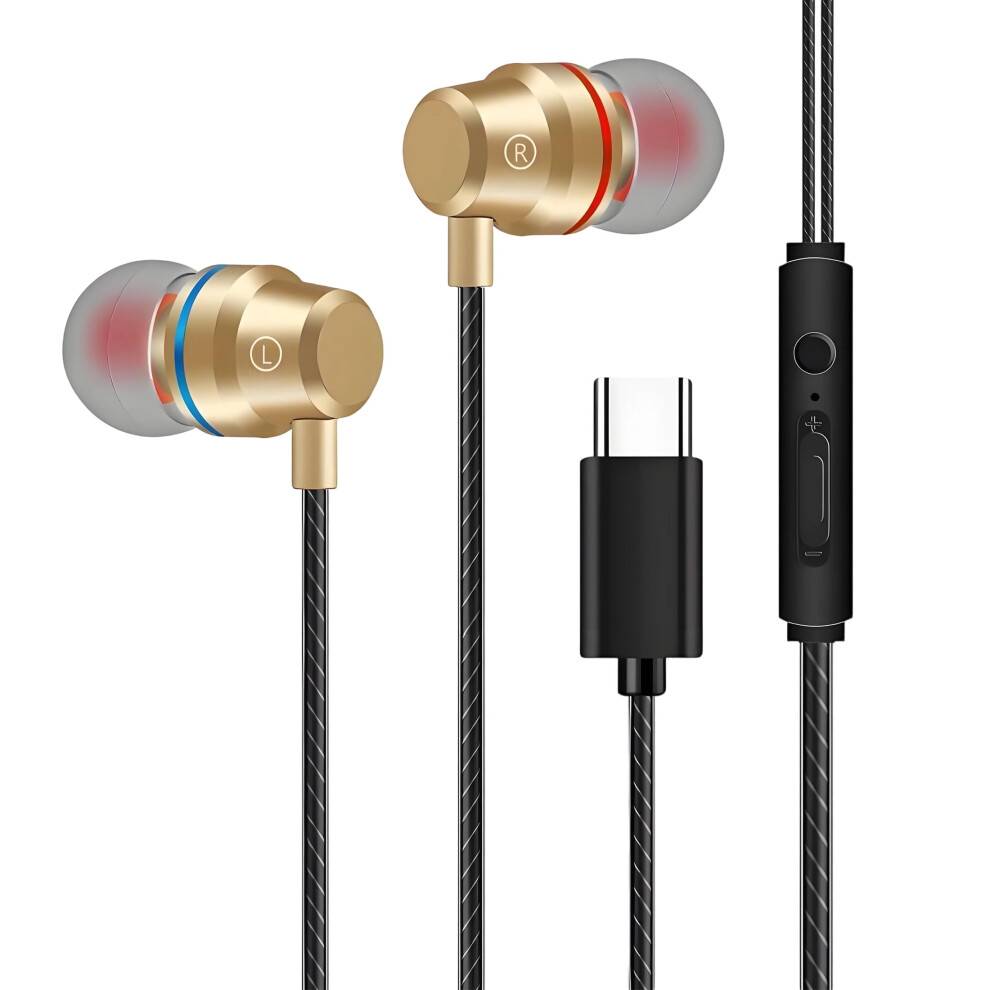 USB-C kablede øretelefoner i guld