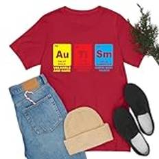 Autism Awareness Kvinnor Män Barn Element Periodiska systemet ASD Kemi T-shirt, Röd, XL