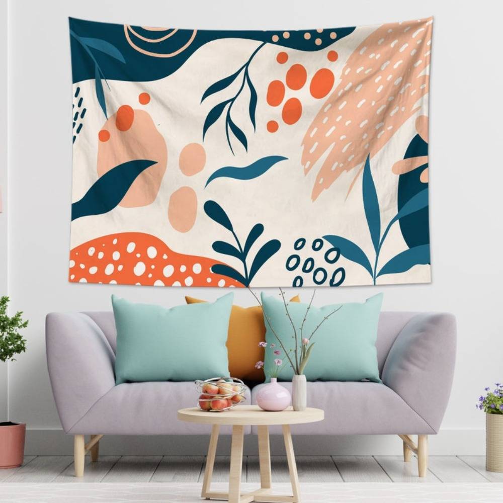 Abstract Floral Tapestry  Vibrant Flower Design for Room Decor  Cozy and Detailed Artwork for Home