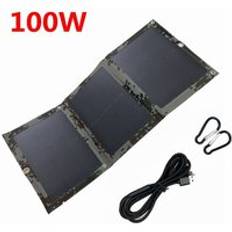 100w/80w hopfällbar dubbel usb solpanel utomhus fällbar vattentät solpanel laddare mobil batteriladdare + 3 in 1 kabel