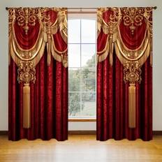 2 st sammetsgardiner, set med 2 eleganta röda och guldmönstrade sammetsmörkläggningsgardiner för vardagsrum och sovrum, persikobeige, fjärilsgardiner, - Multifärgad (41" Bx91" L (105x230 cm),52" Bx84L (132x213cm),42"Bx63"L(107x160cm),24" Bx59" L (60x150 cm))