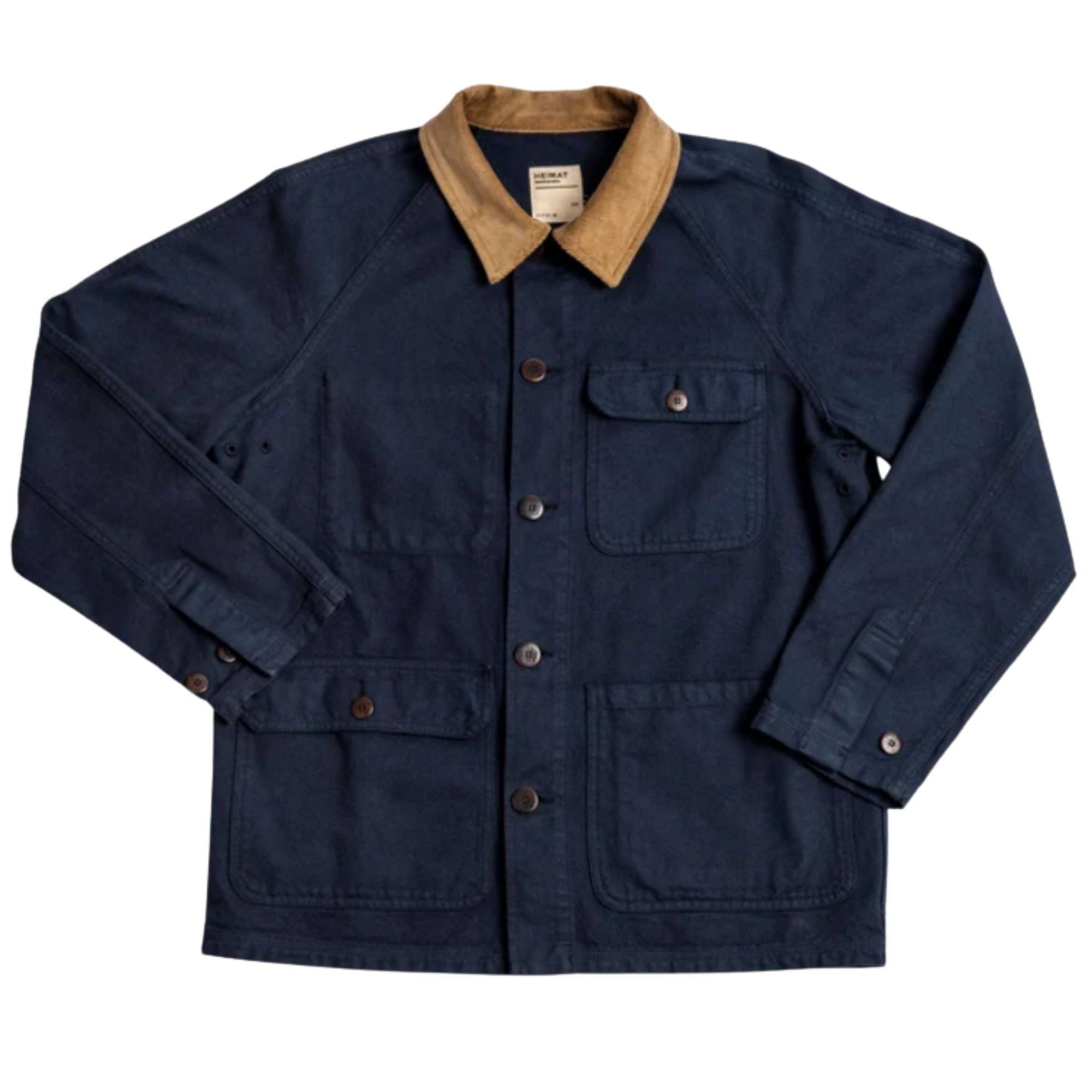 Heimat Cotton Canvas Contrast Collar Journey Coat - Ink M - INK