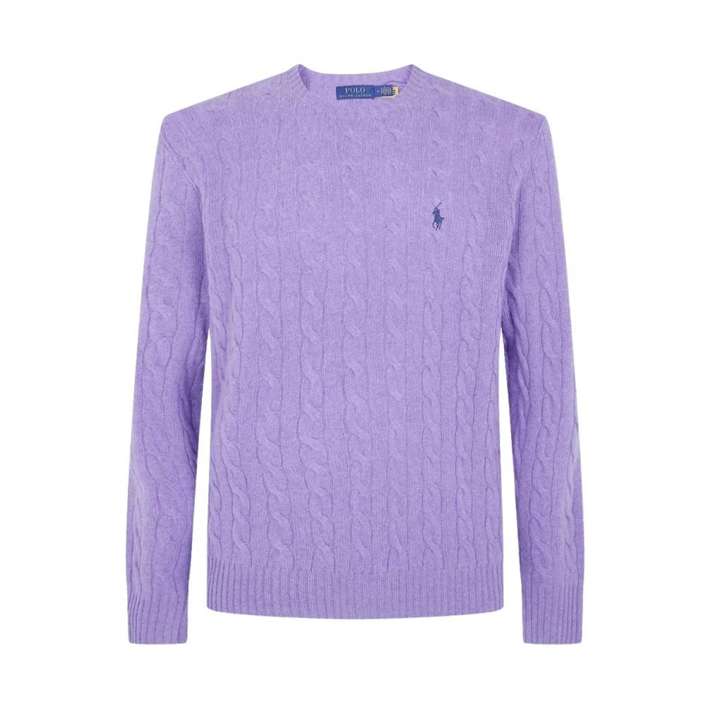 Polo Ralph Lauren Uld- og kashmir-striktrøje med fletmønster - Strik - Herre - Lilla - L - Uld