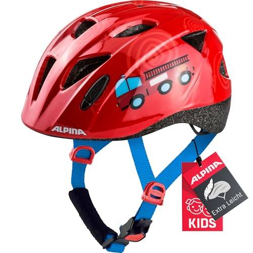 ALPINA XIMO – lätt, säker och okrossbar cykelhjälm med valfri LED-lampa för barn, Firefighter gloss, 47–51 cm