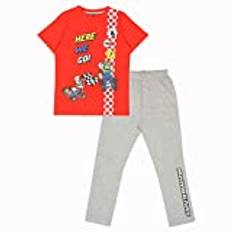 Popgear Flickans Super Mario Here We Go Long pyjamasset röd/ljung grå pyjamas, Röd/ljung grå, 8-9 År