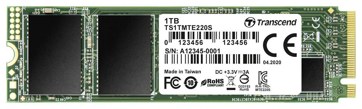 Transcend MTE220S SSD - 1TB, PCIe 3.0 x4, NVMe - M.2 2280