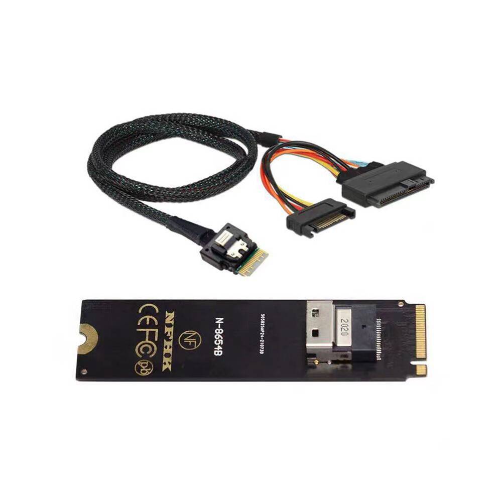 NGFF M-Key NVME to SFF-8654 Slimline SAS Card Adapter and U.2 U2 SFF-8639 NVME PCIe SSD Cable 50cm for Mainboard SSD