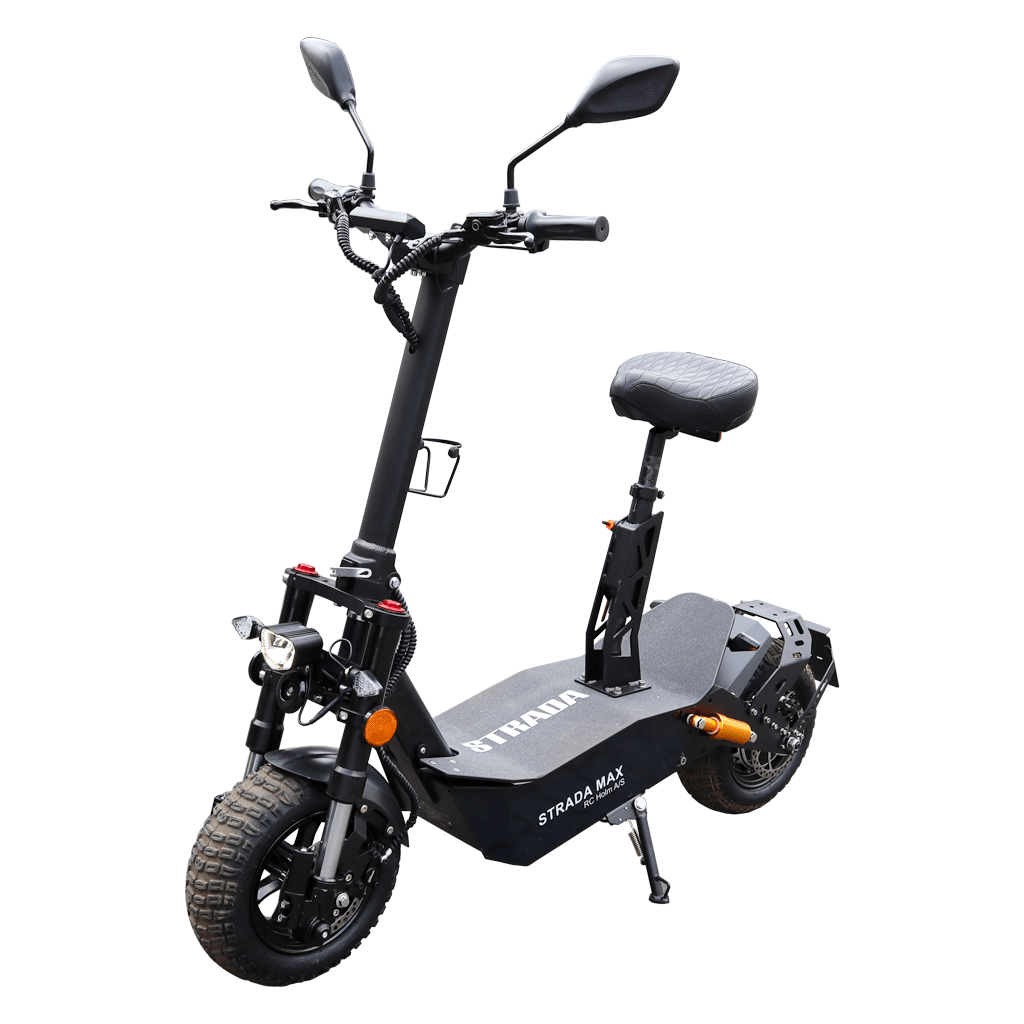 El løbehjul til nummerplade Strada- 2000W- 60V - lithium batteri 24 AH - 30/45 KM/T plader.