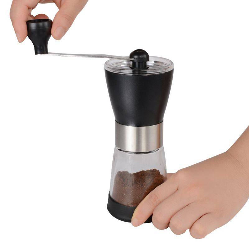 Manuell kaffekvarn, keramisk kaffekvarn, justerbar malning, glasburk, byggd för att hålla, högsta betyg