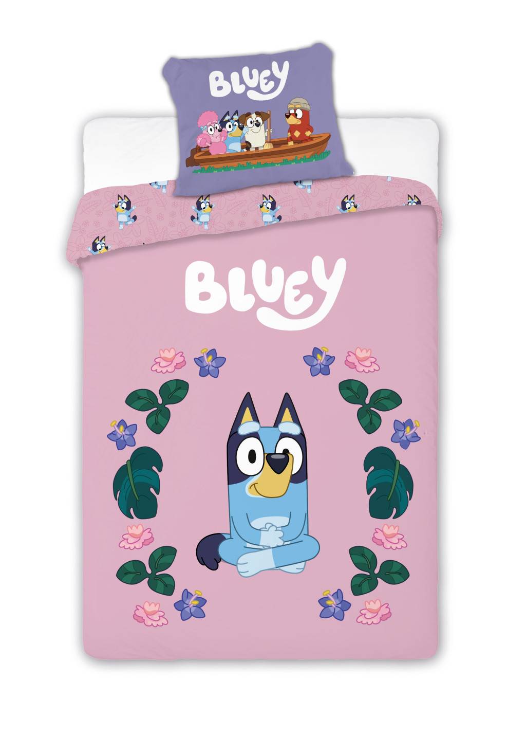 Bluey Blossom barnsängkläder 100x135 cm, 40x60 cm