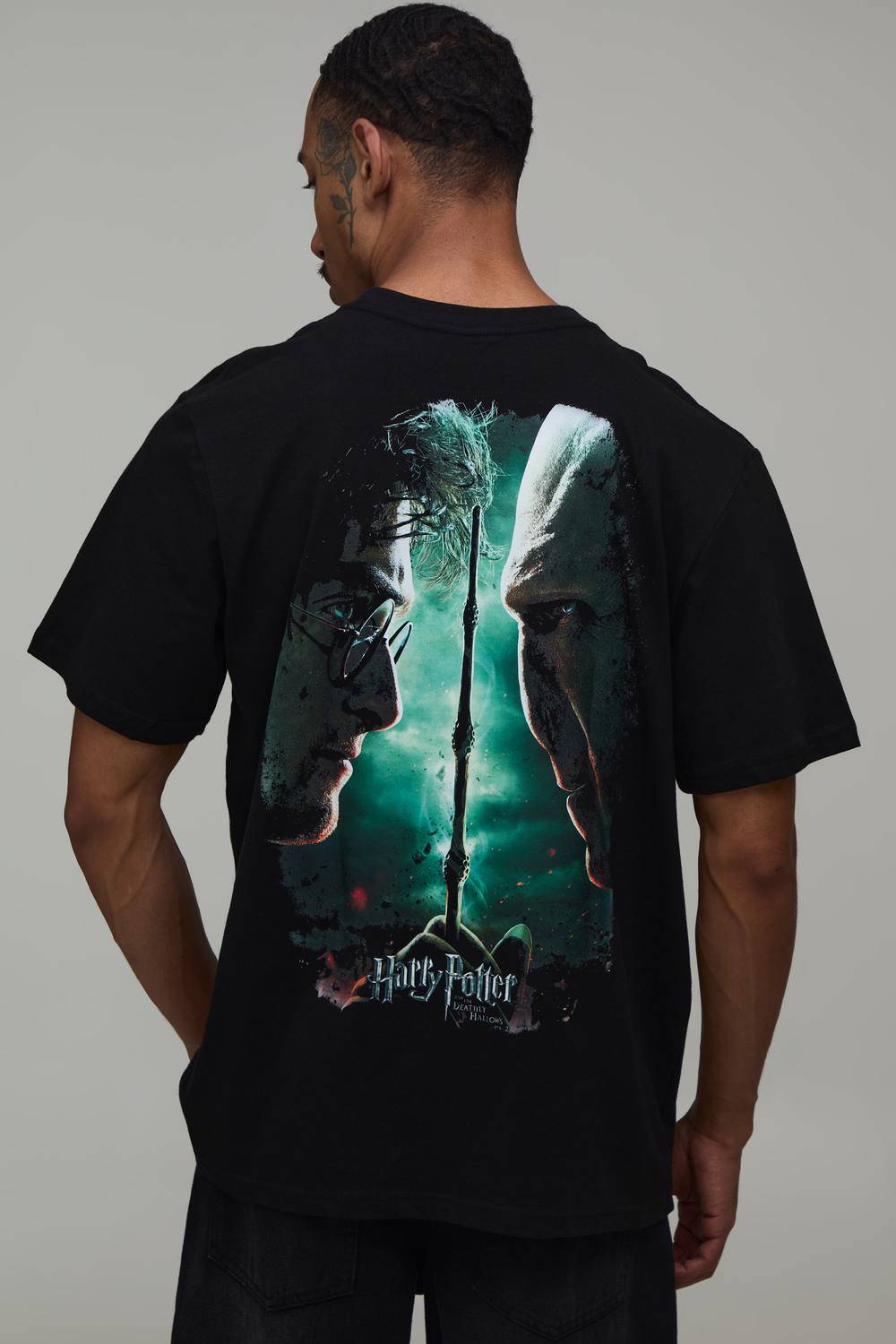 Oversized Harry Potter License Print T-Shirt | Black | Size Small