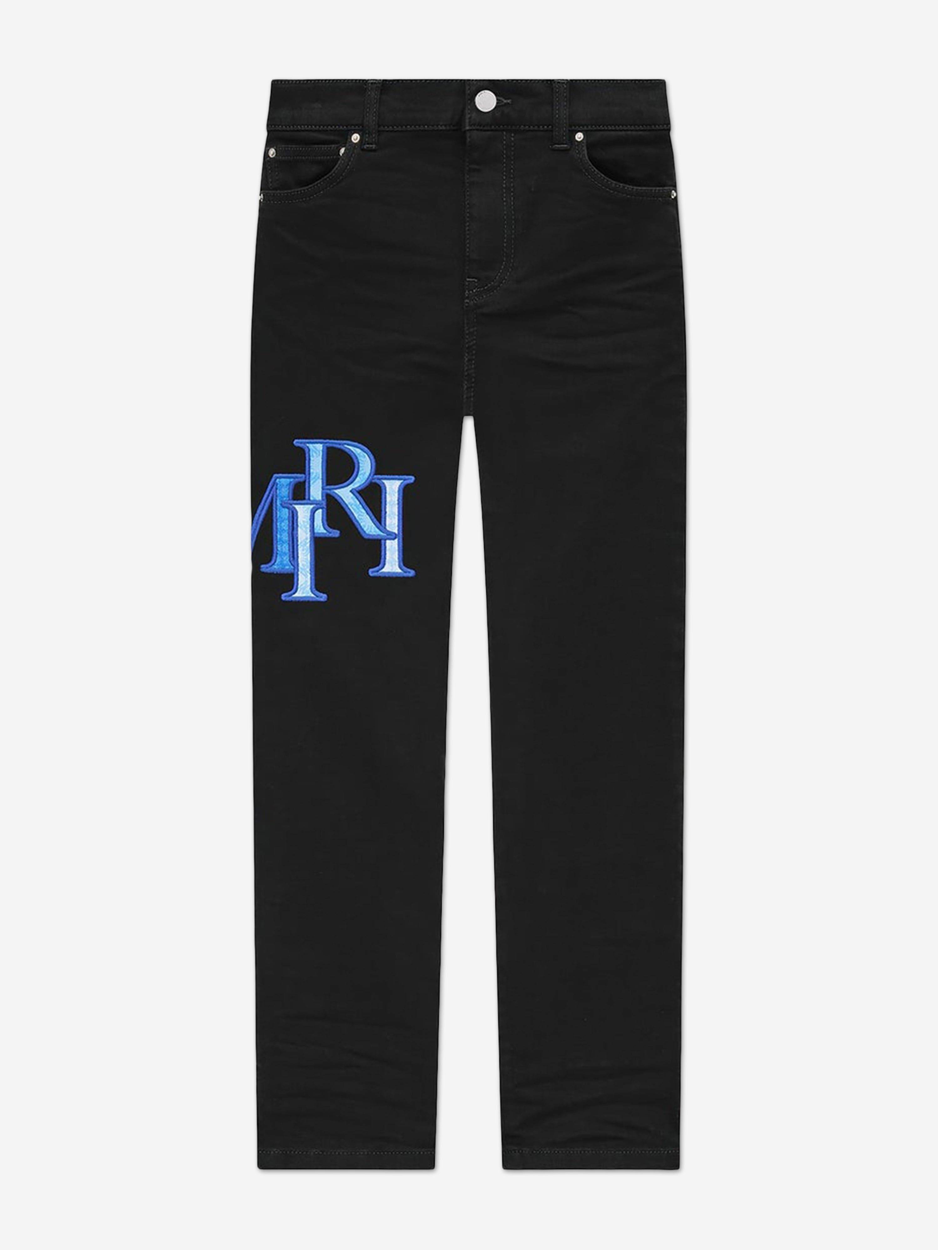 Amiri Kids Staggered Logo Jeans in Black - Black / 10 Yrs (10 Yrs)
