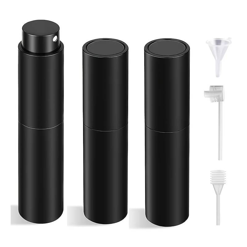 1pc/3pcs 10ml Refillable Travel Perfume Spray Bottle - Portable Cologne Atomizer With 3 Transfer Tools, Leak-proof - Travel Essentials For , Matte Black