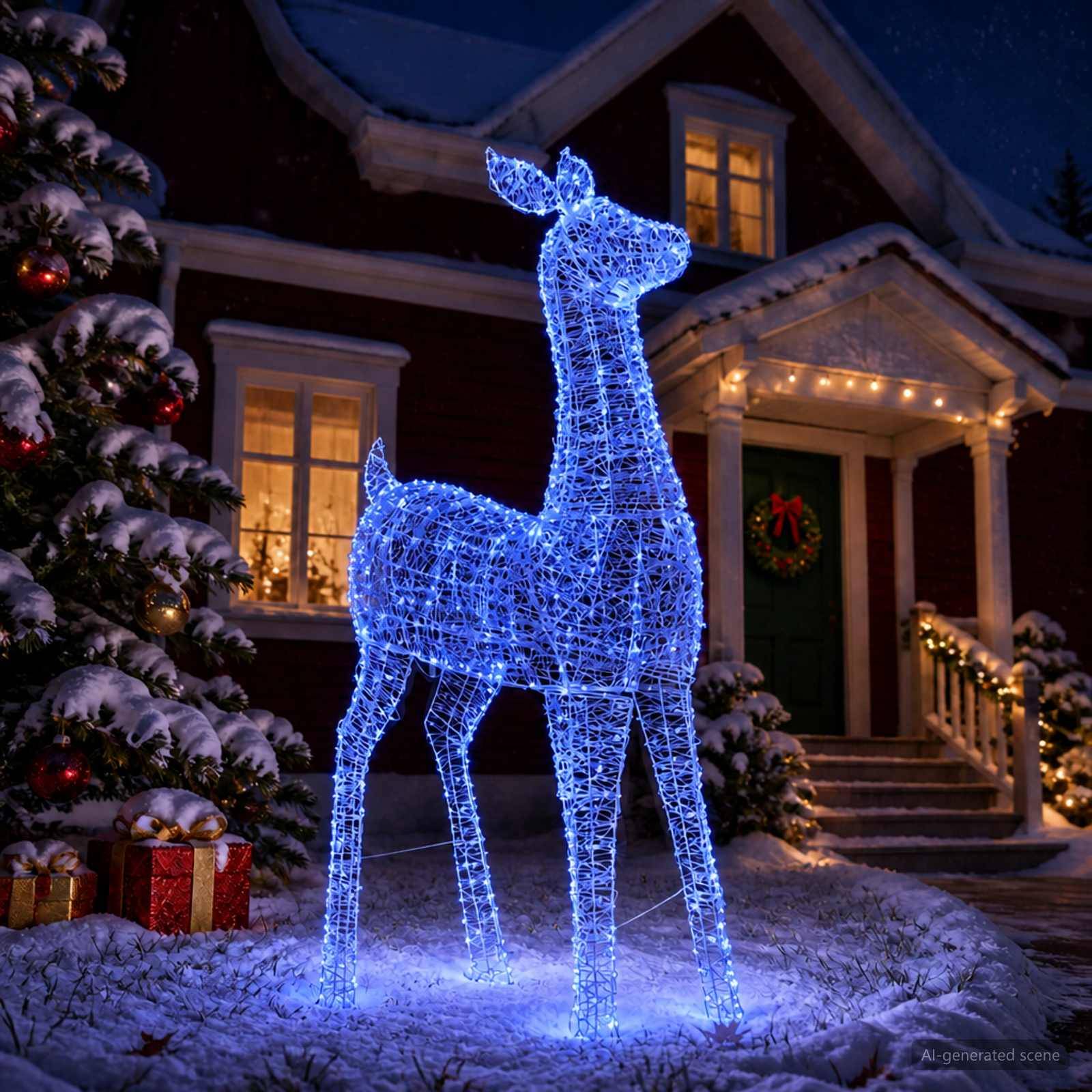 vidaXL LED-rensdyr til julebelysning LOVIISA 900 LED'er Blå