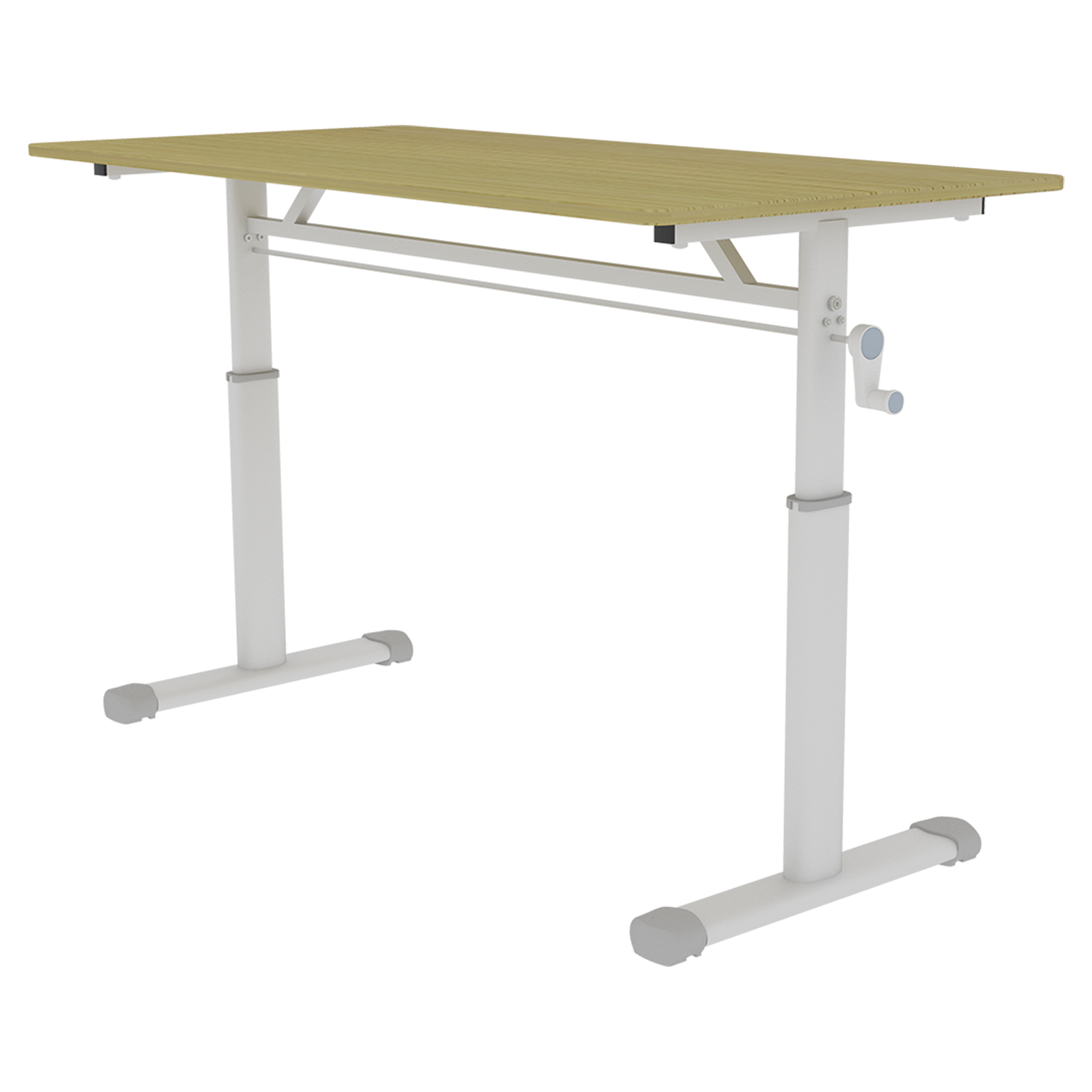 Adjustable Study Desk for Kids and Adults, Height-Adjustable Multifunctional Home Office Desk, Compact Design, 60cm x 120cm Desktop, White Frame, Natural Wood-Colored Tabletop