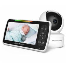 Babymonitor - Babymonitor med 5-tommer skærm Plug & Play Babymonitor Sort