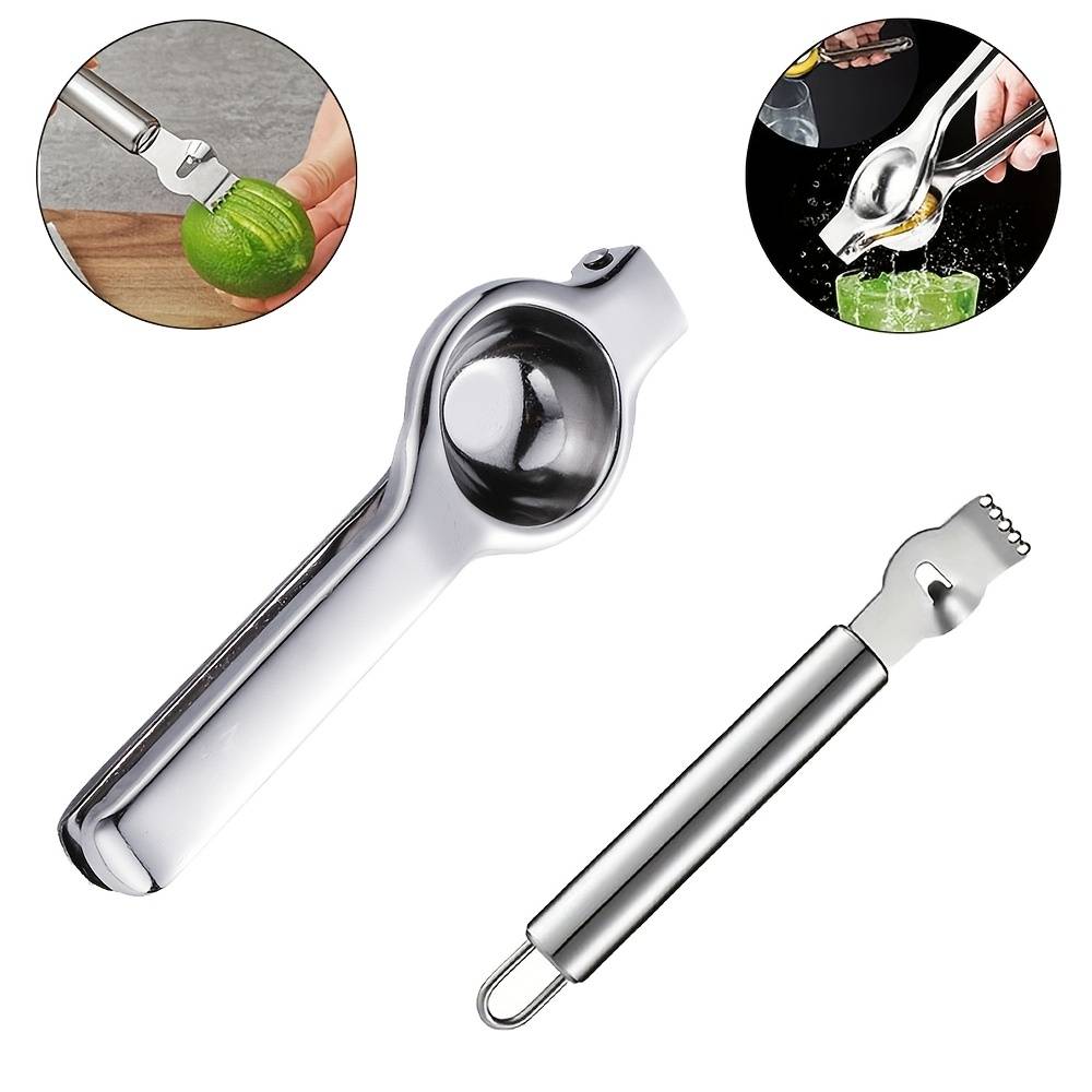 2pcs Stainless Steel Lemon Juicer Set (handheld Lemon Squeezer Lemon Grater) - Manual High- Juicer, , Suitable For Fruits, Easy To Clean, Ideal Gift For Fresh Juice Extraction