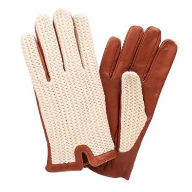 Handskar - HK Bilhandskar Crochet Lammskinn Dam (Cognac) (Storlek: 7)