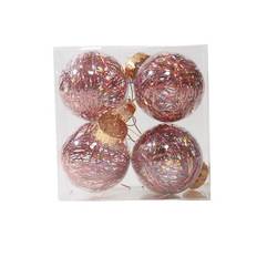 5 st julboll Transparent julgransprydnader Rose gold