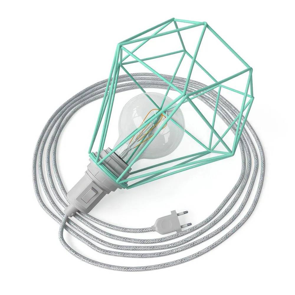 Creative Cables Slange Bordlampe-plug-in Lampe Med Diamantskærm Og 2-benet Stik
