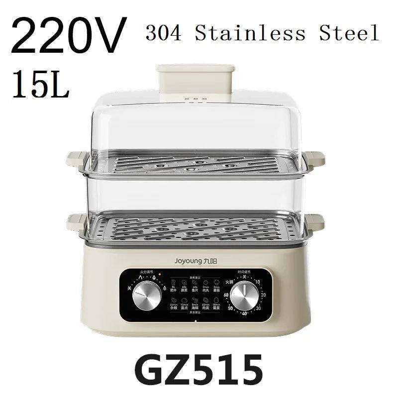 electric steamer multifunctional household capacity multi-layer steamer box steamer breakfast machine - Grey Matel Tray / EU