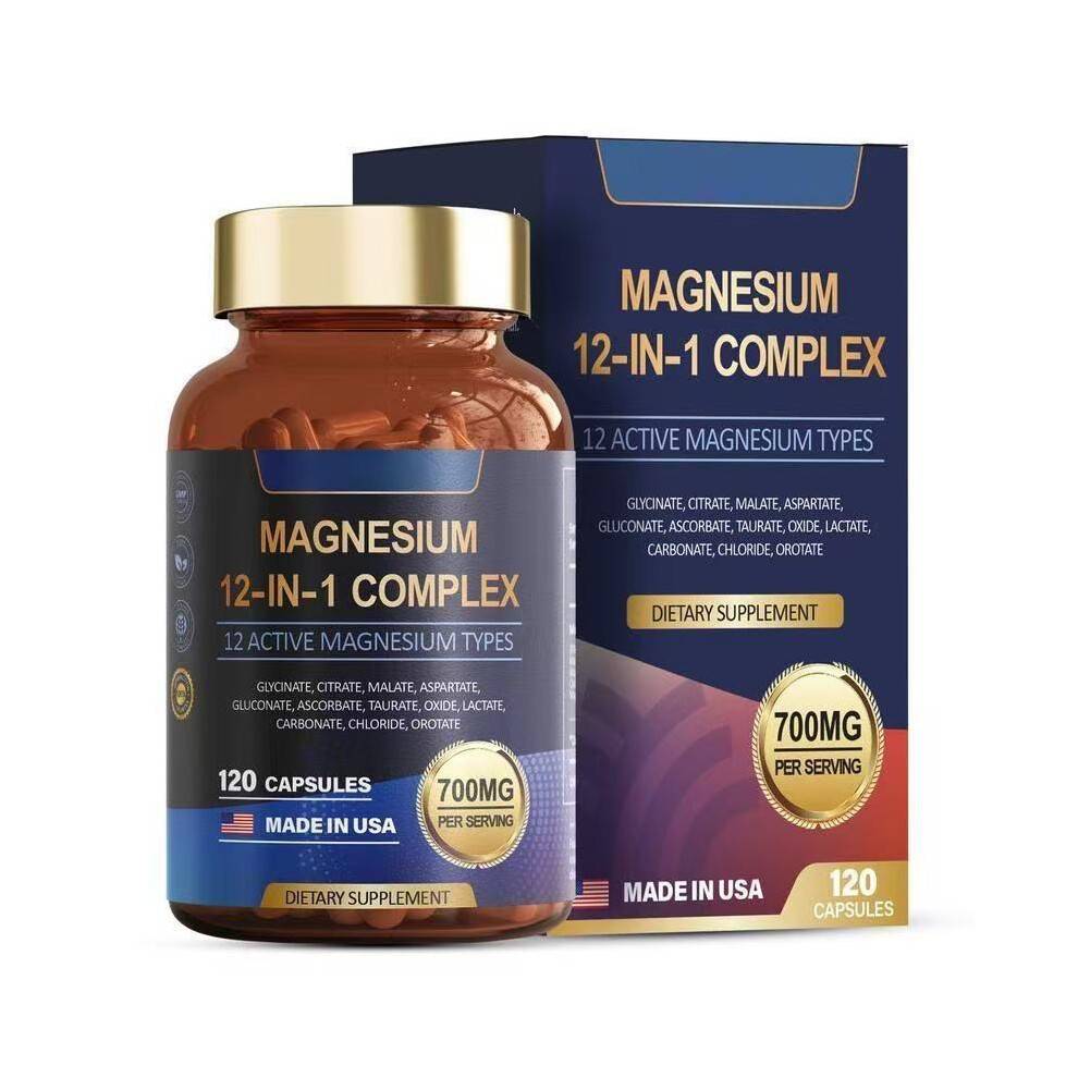 (60 capsules) 12 in 1 Complex Magnesium Supplement - High Absorption Magnesium Complex, Effective Formula, 60 Capsules