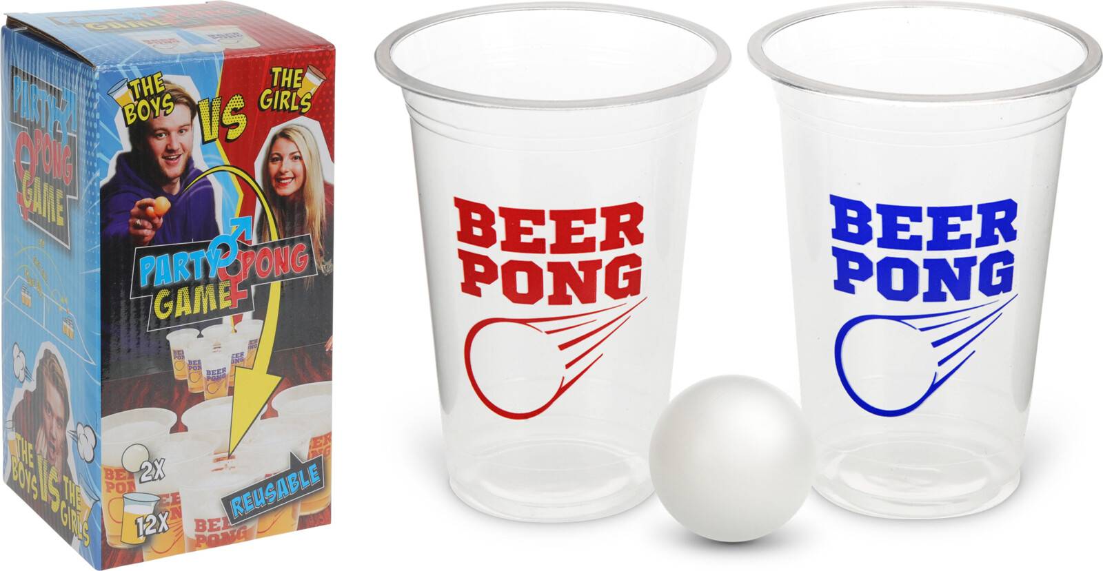 Beer pong spel med återanvändbara muggar, 14 delar