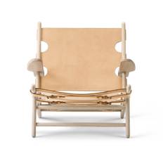 Fredericia Furniture - The Hunting Chair Oak soap / Natural leather - Fåtöljer - Børge Mogensen - Beige - Läder/Trä