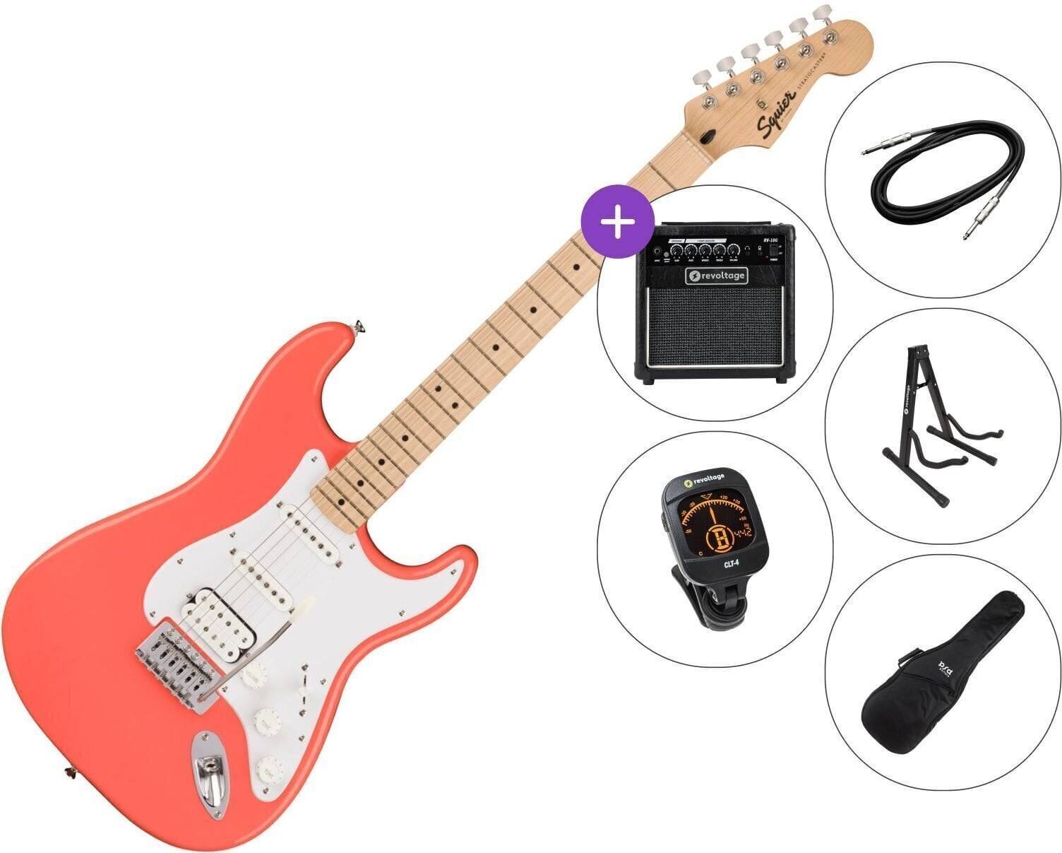 Fender Squier Sonic Stratocaster HSS MN SET 2 Tahitian Coral Elektriska gitarrer