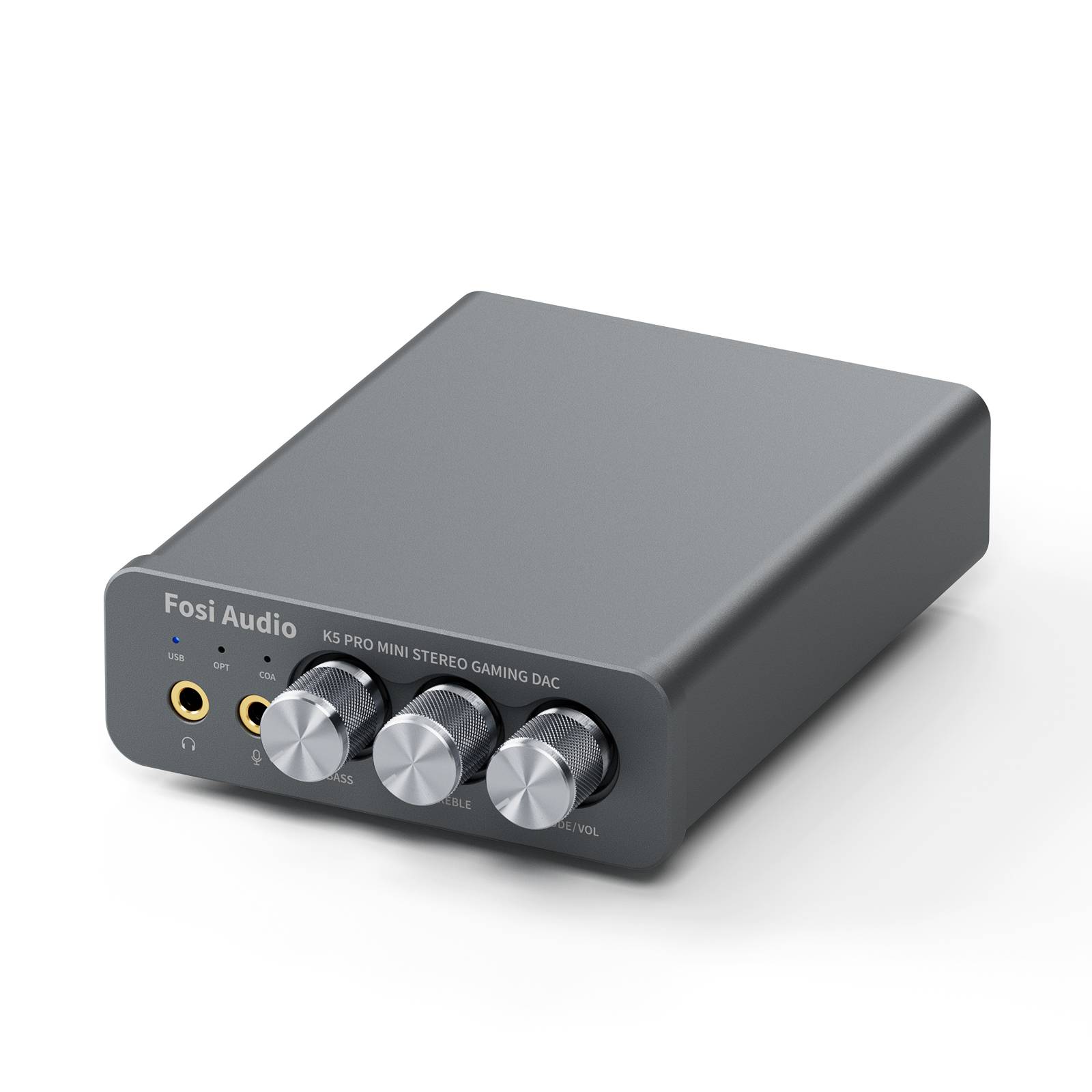 Fosi Audio K5 PRO USB Gaming DAC With Microphone Headphone Amplifier Mini Audio  DAC for PS5 Desktop Powered Active Speakers