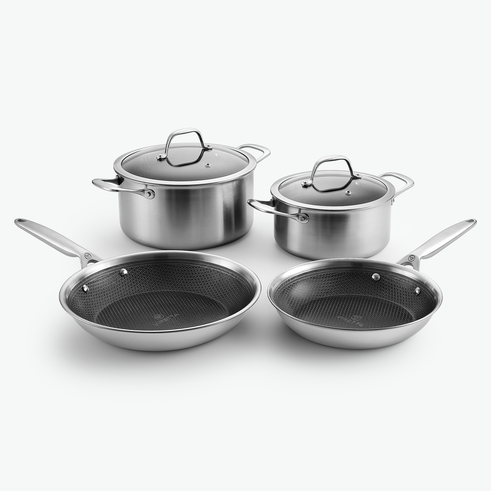 Viretta 3-Ply pande & gryde sæt - Hybrid Essentials Sæt - 4 dele / Glas