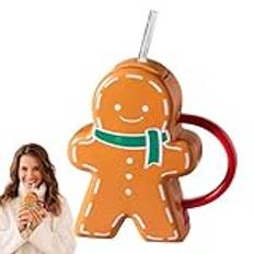 Gingerbread Man mugg, vinter kaffe mugg, Keramiska kaffemuggar Julkoppar, 450 ml jultekoppar, estetisk pepparkaksmugg för julsoffbordsdekoration