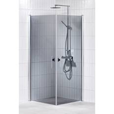 Duschväggar Alterna Lusso Gråtonat Glas Med Handtag 2 80x80 cm - Krom