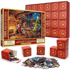 Puslespil adventskalender 2024, 1008 brikker 24 dages jule nedtælling adventskalendere