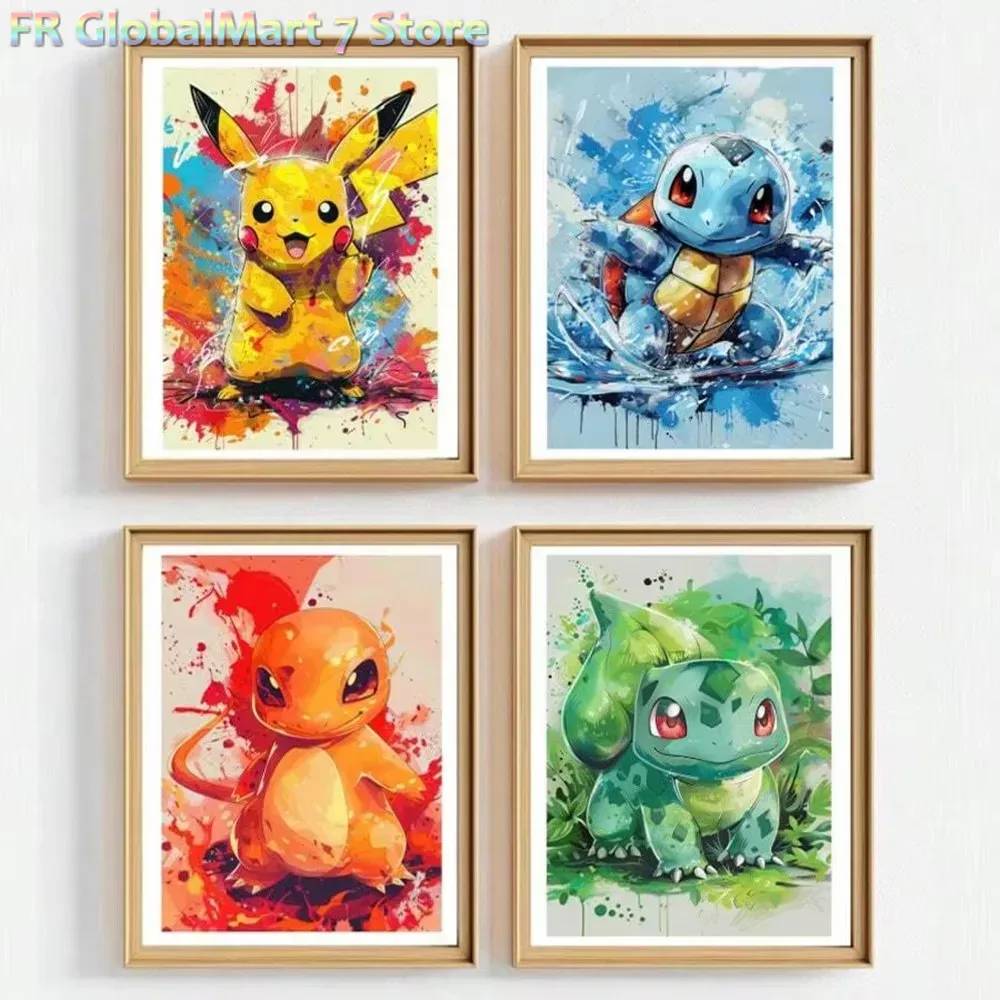 DIY Round/Square Diamond Painting Diamond Painting Anime Pokemon Pikachu Bulbasaur Squirtle Round/Square Diamond Mosaic Art Cr