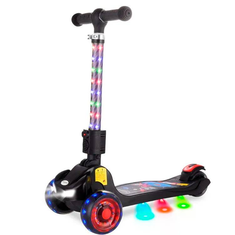 Foldable and Light Emitting Children's Scooter Kick Scooter for Children Kid Toys - Blue