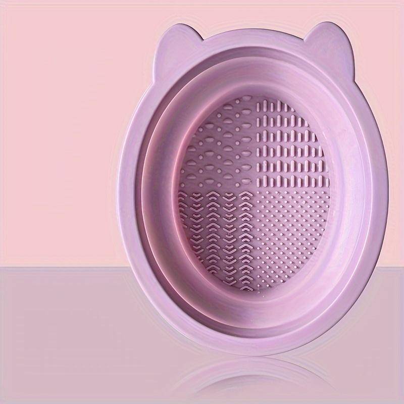 Bear Ears Silicone Makeup Brush Cleaner Scrubbing Pad Beauty Egg Cleaning Eyebrow Brush Cleaning Mat Portable Makeup Tools violett