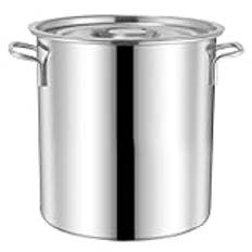 QmjdDymx Rostfritt stål Stock Pot med lock, 10L stor kapacitet Stockpots Heavy Duty Non Stick Pot, Mirror Polished Instant Stock Pot Induktionsgryta för soppor, grytor matlagning