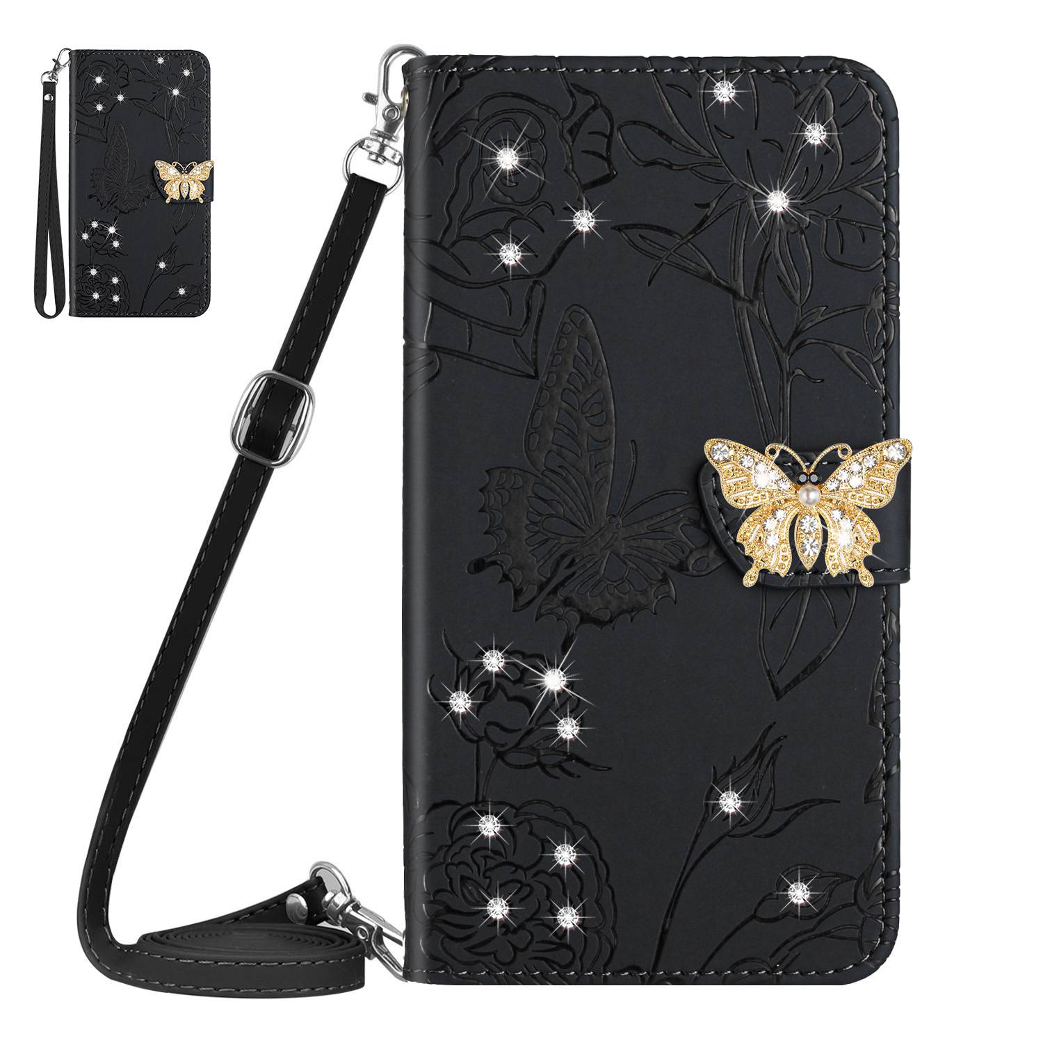 Butterfly Buckle Crossbody Leather Flip Case For Honor X9D 5G X8D X7D X9C Smart X8C X7C X5C Plus Lanyard 3 Cards Wallet Coque