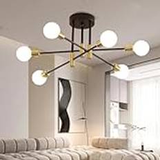 Comely Vintage taklampor, Ø72CM svart taklampa 6-ljus E27 taklampa, 180° vinkeljusterbar modern industriell ljuskrona för vardagsrum, sovrum, matsal, kök