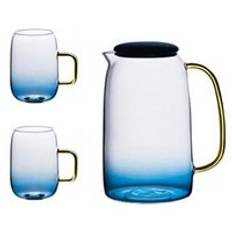 Gradient färg marmor kallvatten glasflaska högtemperaturbeständig glasburk kanna vattenkokare ti99 - Uppsättning