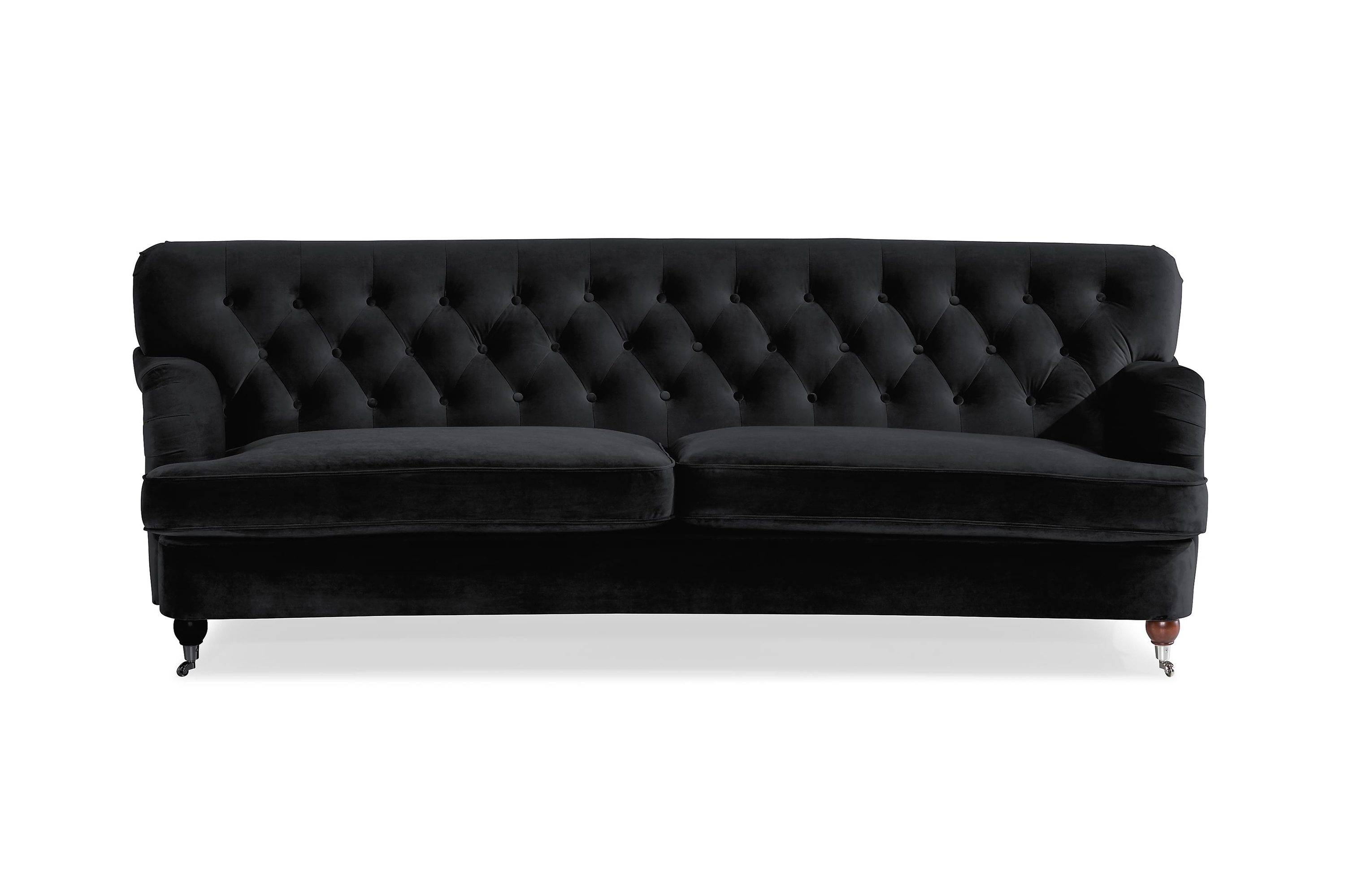 Howard Riviera 3-sits Svängd Sammetssoffa - Svart Sammetssoffor