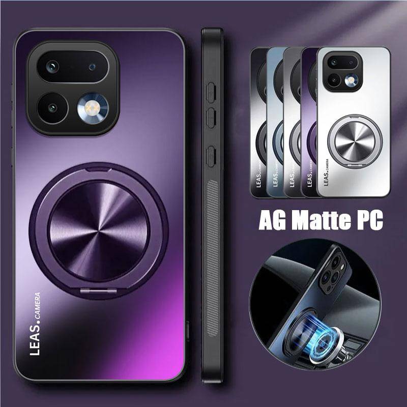 AG Matt Magnetiskt Fodral för Realme 16 Pro Plus 360° Roterande Ringhållare Trådlös Laddning Hårt Skydd för Realme 16Pro + vit