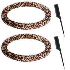 2pcs Round Heatless Curler Dual Use Heatless Curling Rod Headband Round Leopard Print Hair Rollers