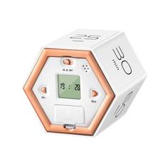 Hexagon digital klocka Timer Magnetiska kuber Timer Kök Hexagon Flip Timer för att studera matlagning vit